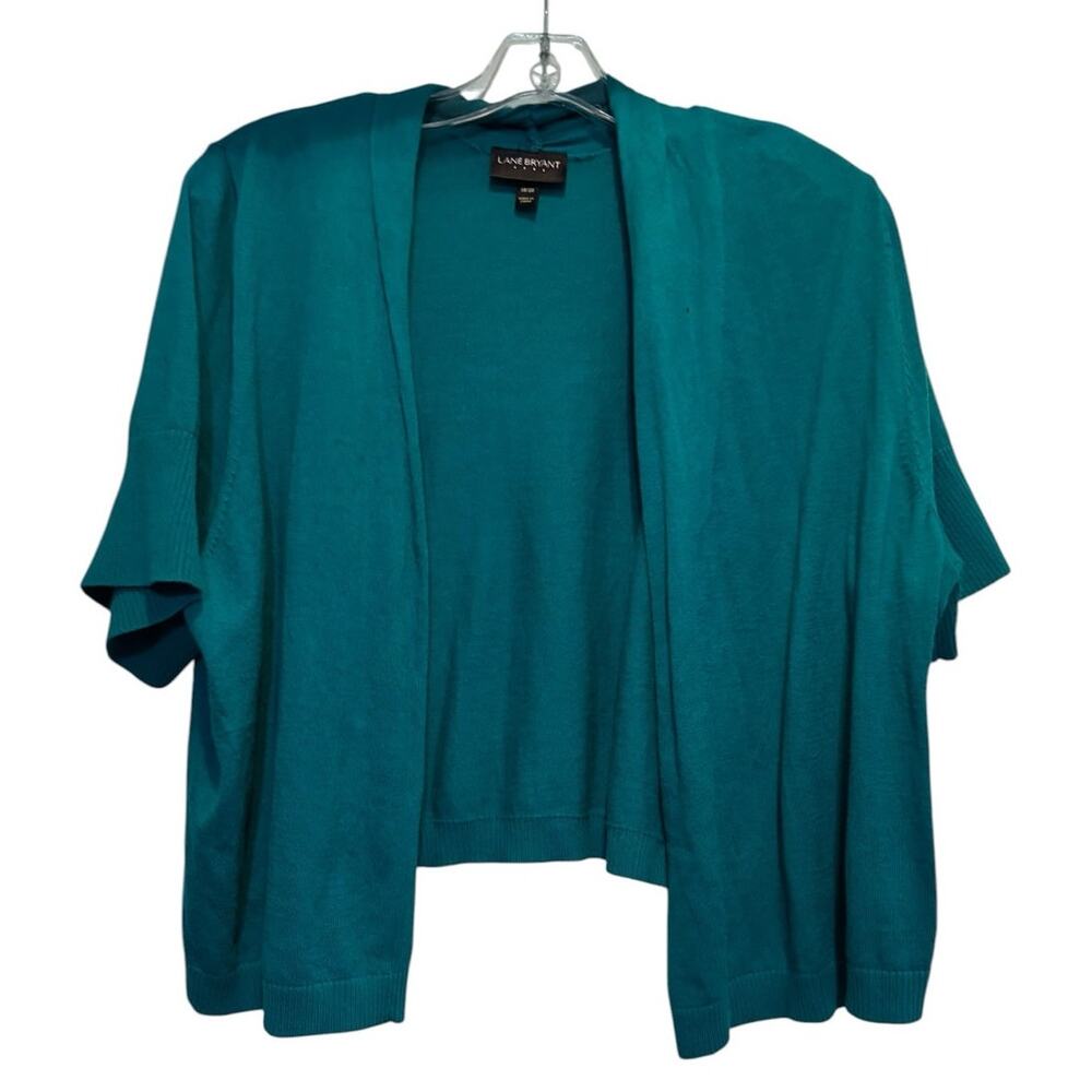 Lane Bryant 18/20 Teal 100% Cotton Open Front Bolero Cardigan Plus Size